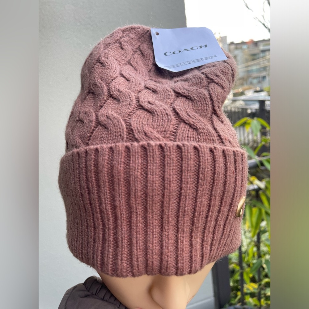 Coach Dark Camel Knit Beanie - Picture 5 of 15
